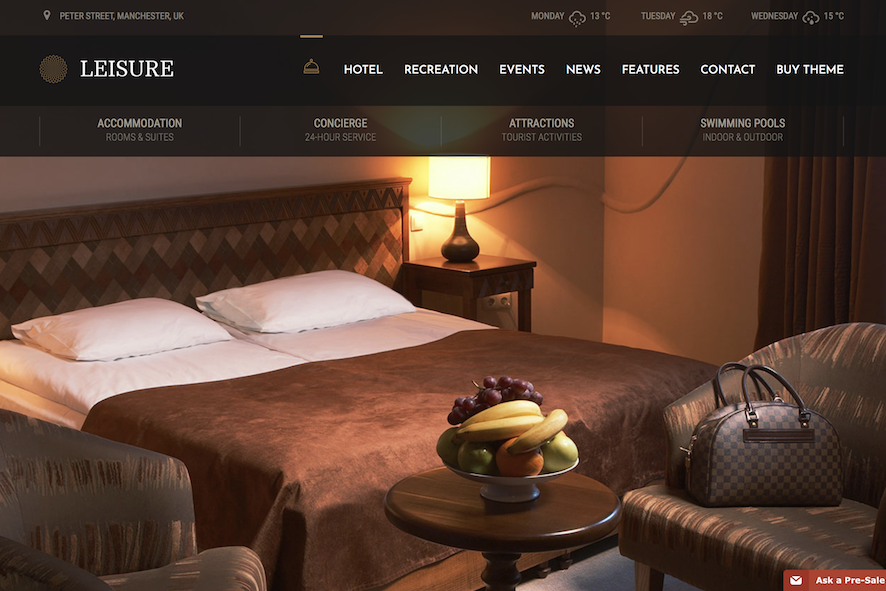 Template for hotel website