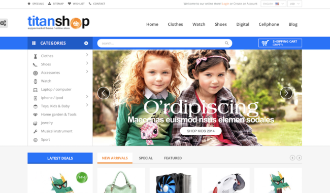 child clothes online shop template