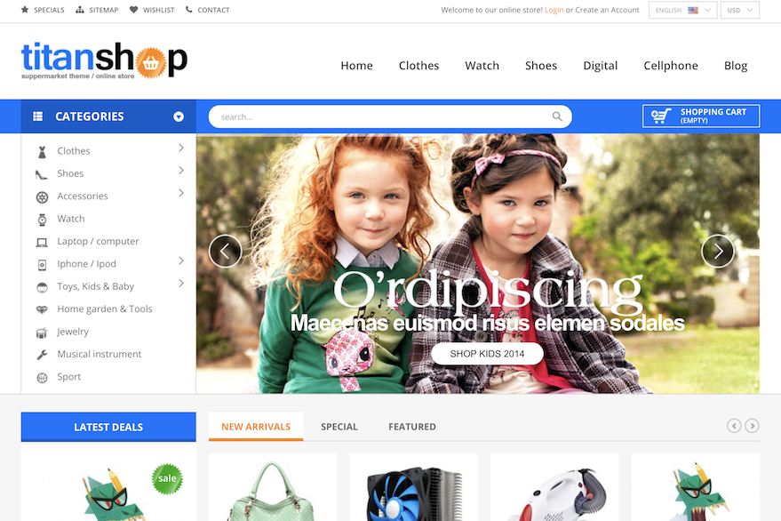 child clothes online shop template